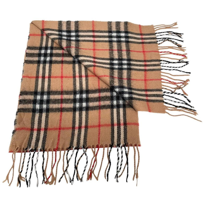 Vintage 90s Burberry Beige Nova Check Lambswool Scarf