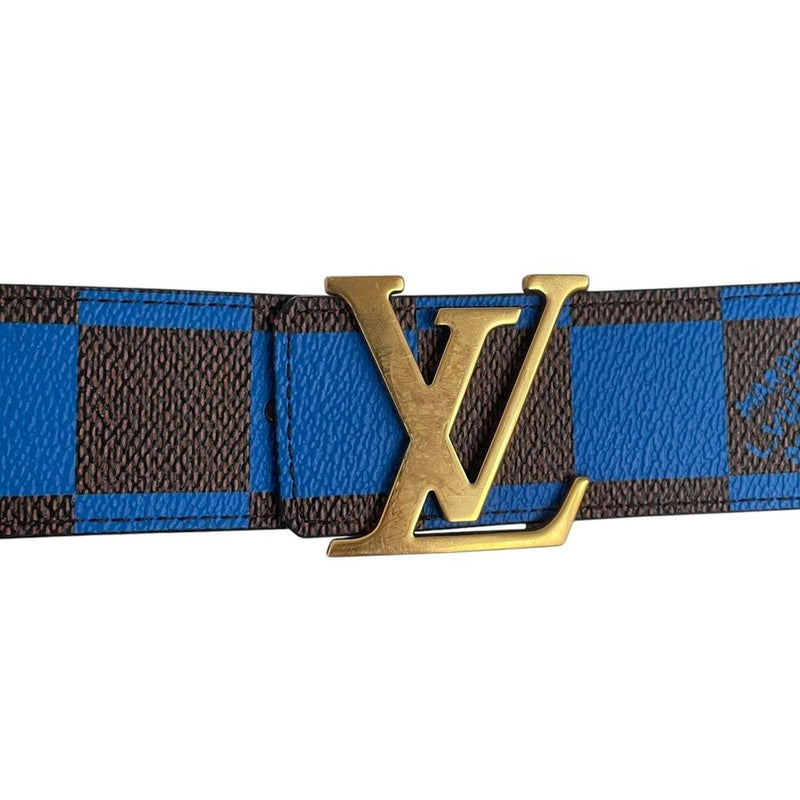 Louis Vuitton Blue and Brown Damier Initials Reversible Belt