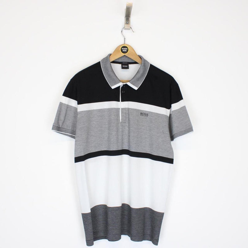 Hugo Boss Black, White and Grey Short Sleeve Polo Shirt