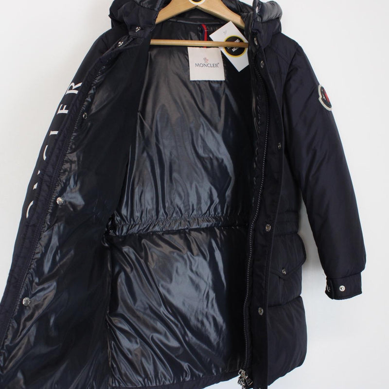 Moncler Nil Navy Blue and White Full Zip Waterproof Down Puffer Jacket