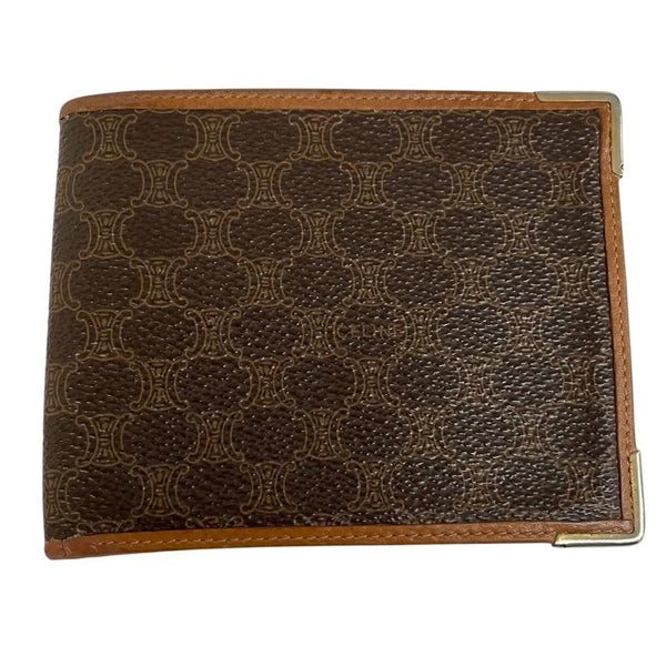 Vintage Celine Brown and Beige Macadam Monogram Wallet