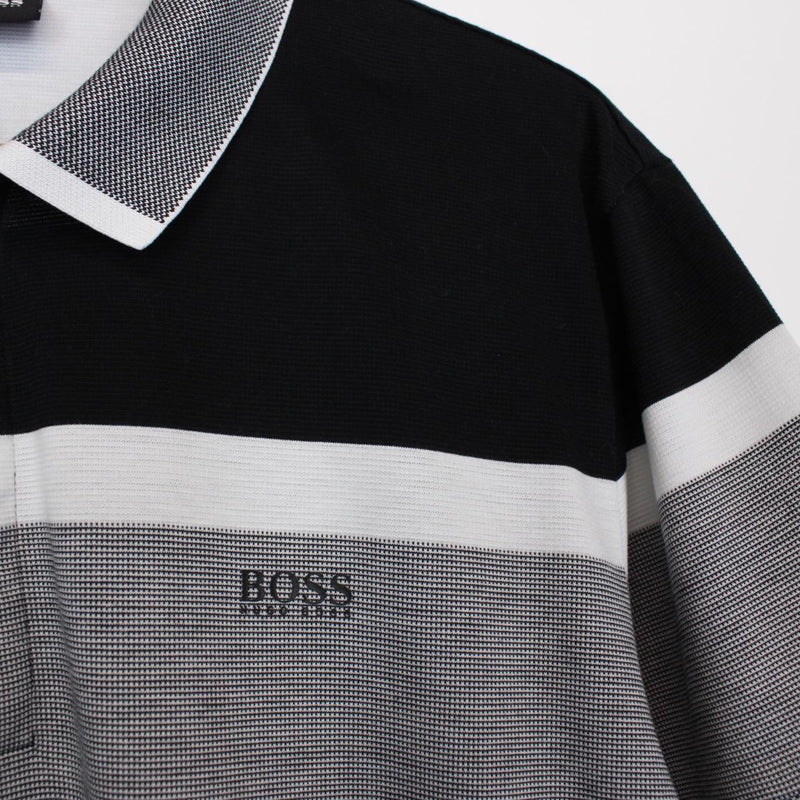 Hugo Boss Black, White and Grey Short Sleeve Polo Shirt