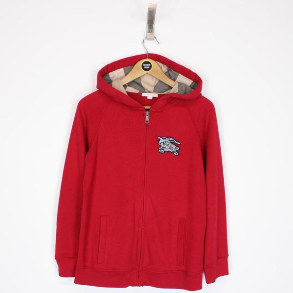 Burberry Red Full Zip Nova Check Hoodie Jumper