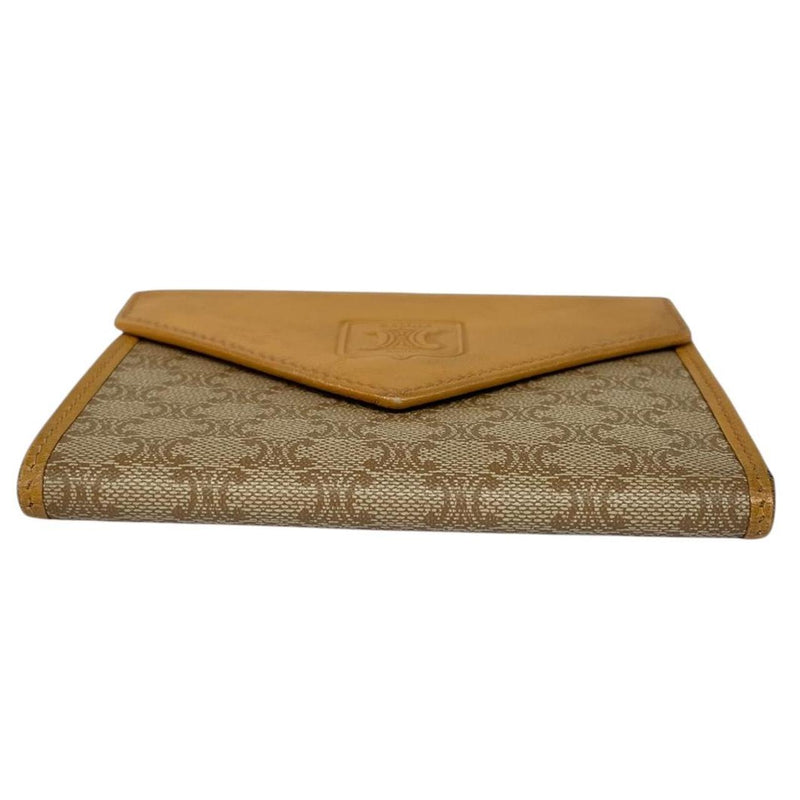 Vintage Celine Beige and Brown Triomphe Macadam Monogram Wallet