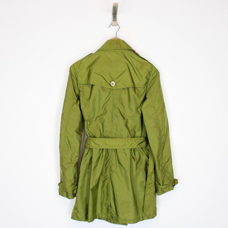 Burberry Brit Green Nova Check Double Breasted Belted Nylon Trench Coat