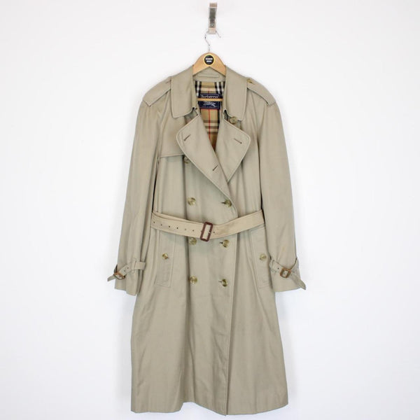 Vintage 90s Burberry Tan Brown Double Breasted Belted Trench Coat