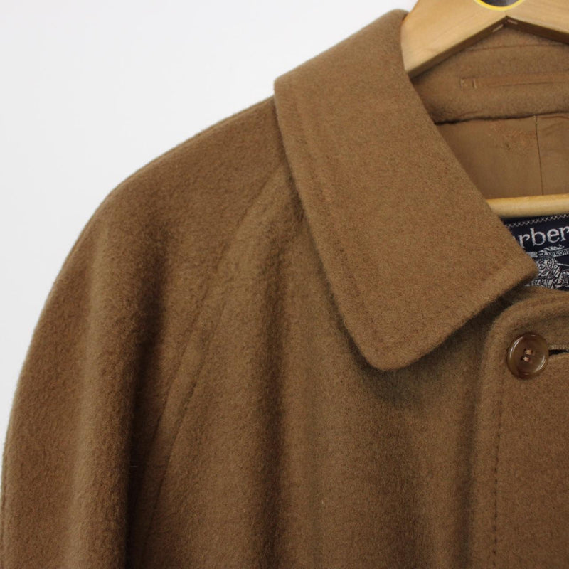 Vintage 90s Burberry Tan Brown Wool/Camelhair Overcoat