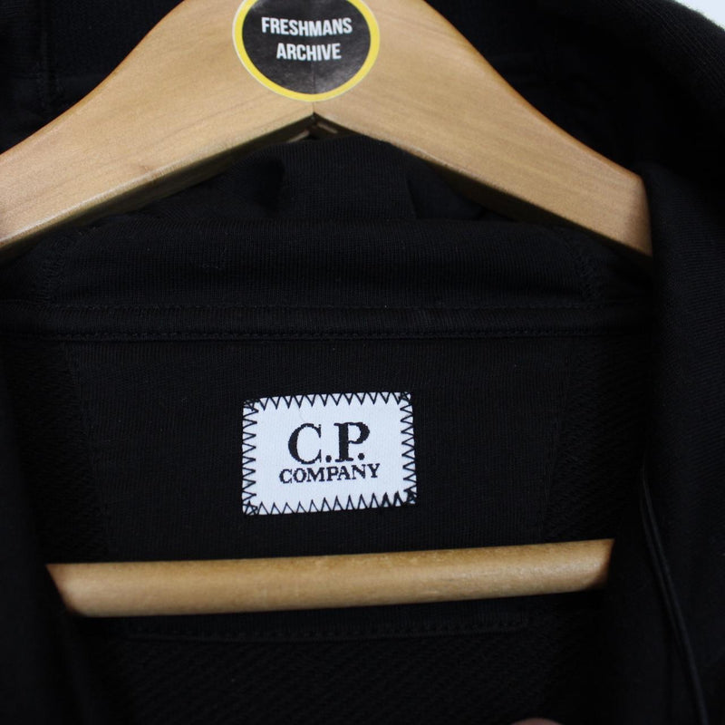 CP Company Black Diagonal Fleece Cotton Hoodie Jumper