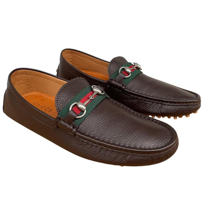 Gucci Brown Interlocking G Leather Driving Shoe Loafers