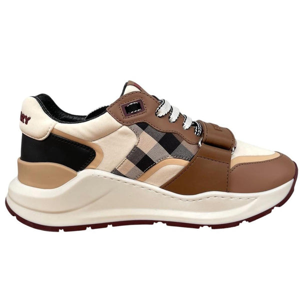 Burberry Ramsey Vintage Check Birch Brown and White Trainers