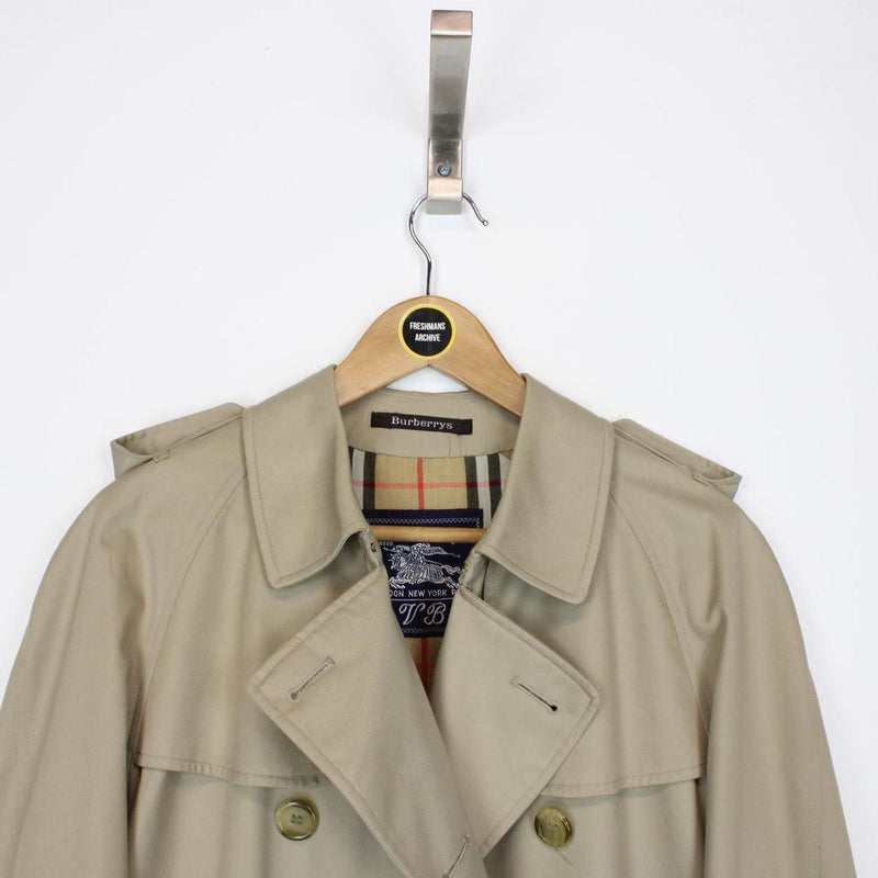 Vintage 90s Burberry Beige Nova Check Double Breasted Trench Coat