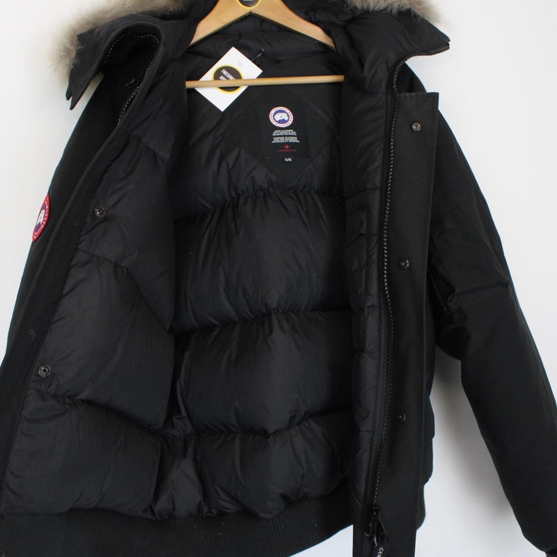 Canada Goose Black Chilliwack Bomber Down Jacket with Fur Trim