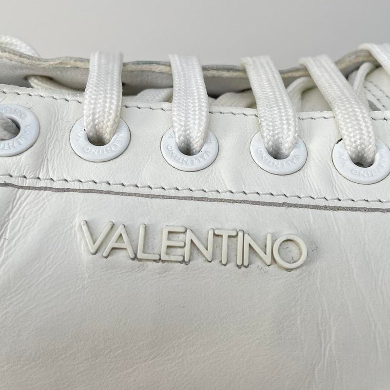 Valentino White and Navy Blue Logo Trainers