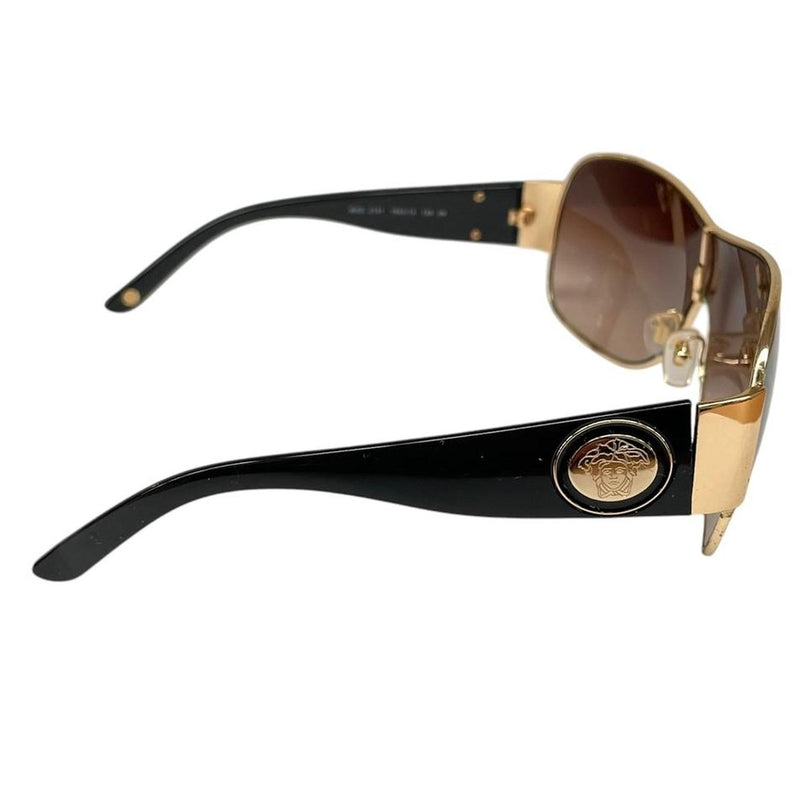 Versace Black and Gold 2101 Shield Sunglasses