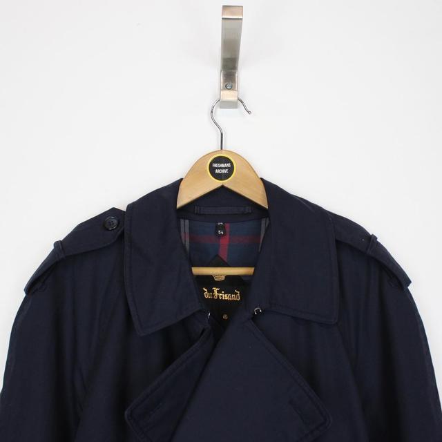 Vintage 80s Du Frisand for Selfrdiges Navy Blue Double Breasted Belted Trench