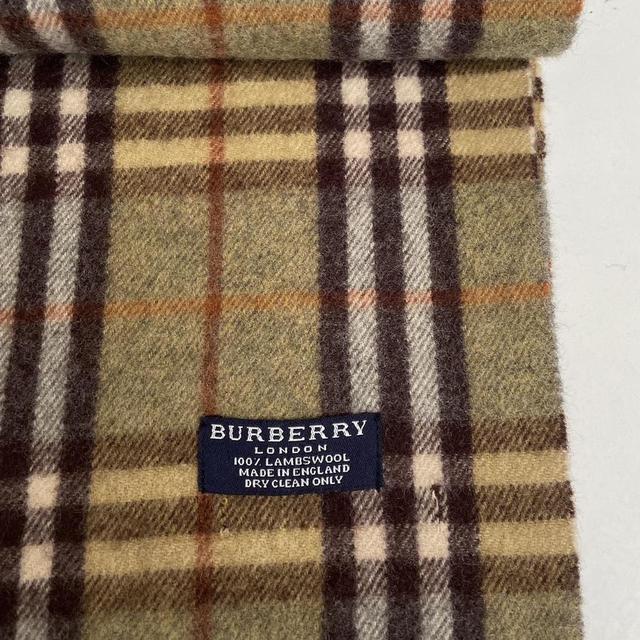 Vintage 90s Burberry Green Nova Check Lambswool Scarf