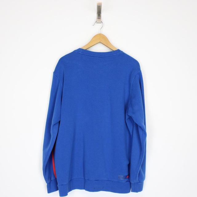 Adidas Blue and White Spellout Sweatshirt Jumper