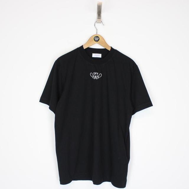 Off White Black and White Bandana Skate Logo Short Sleeve T-Shirt