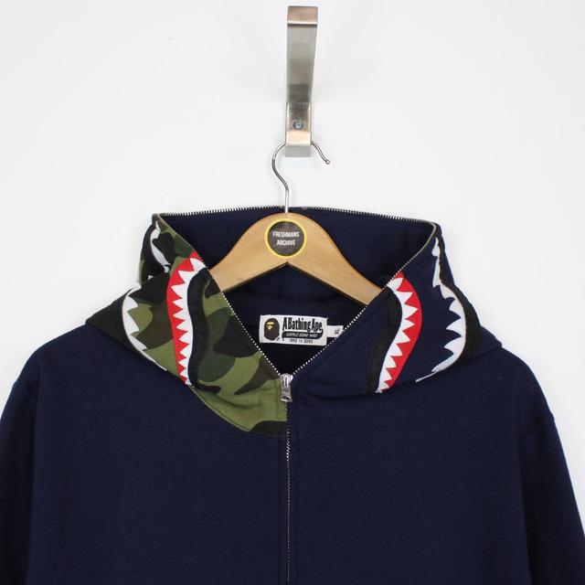 Bape Navy Blue and 1st Camo Full Zip WGM Shark Hoodie Jumper