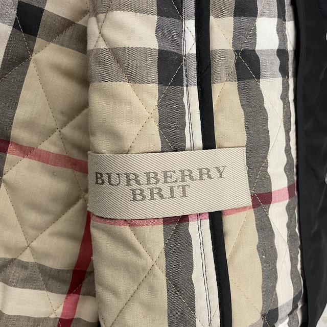 Burberry Brit Black and Tan Brown Nova Check Diamond Quilted Coat