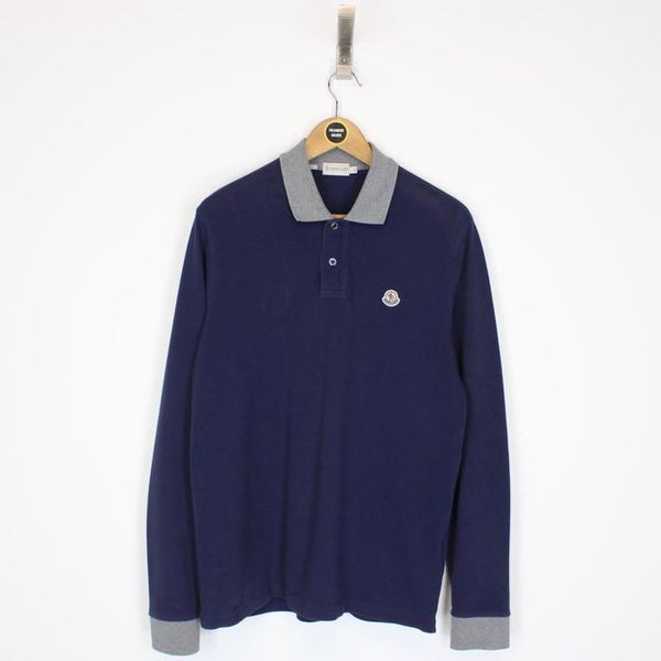 Moncler Maglia Manica Lunga Navy Blue Long Sleeve Polo Shirt