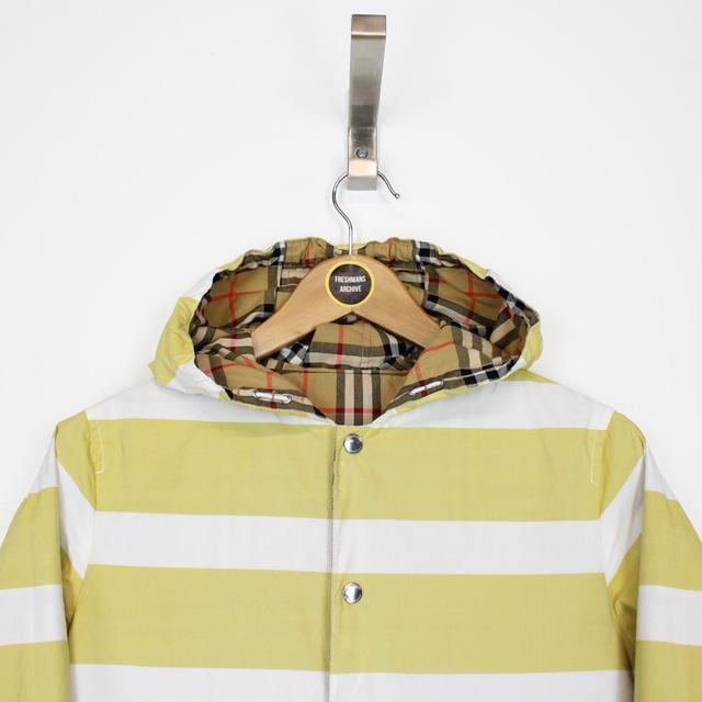 Burberry Tan Brown, Yellow and White Nova Check Reversible Hooded Jacket