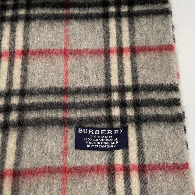 Vintage 90s Burberry Grey Nova Check Lambswool Scarf