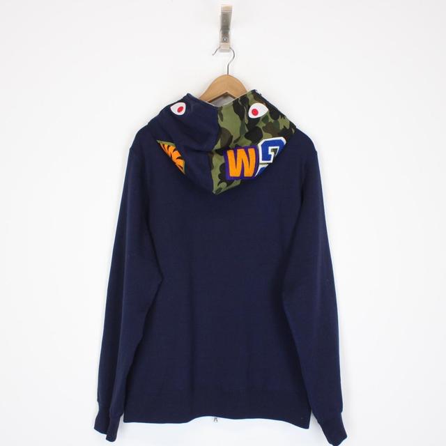 Bape Navy Blue and 1st Camo Full Zip WGM Shark Hoodie Jumper