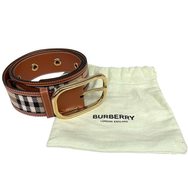 Burberry Beige and Tan Vintage Nova Check Leather/Canvas Belt