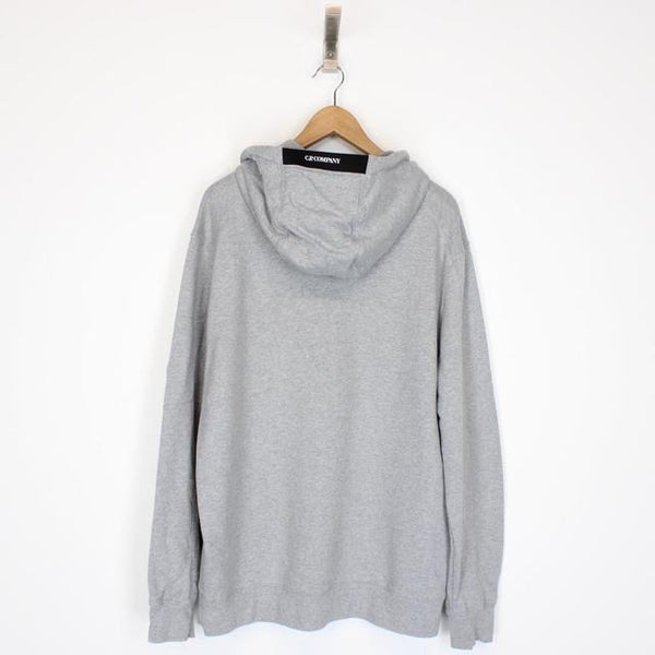 CP Company Grey Diagonal Fleece Cotton Hoodie Jumper