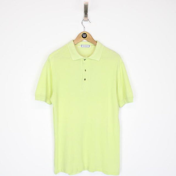 Vintage 80s Yves Saint Laurent Lime Green Short Sleeve Spellout Polo Shirt