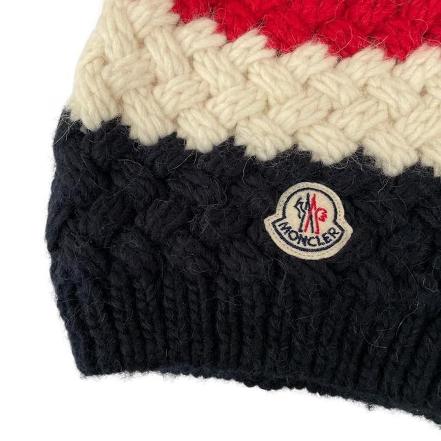 Moncler Tricolour Navy, White and Red Stripe Alpaca Wool Bobble Hat