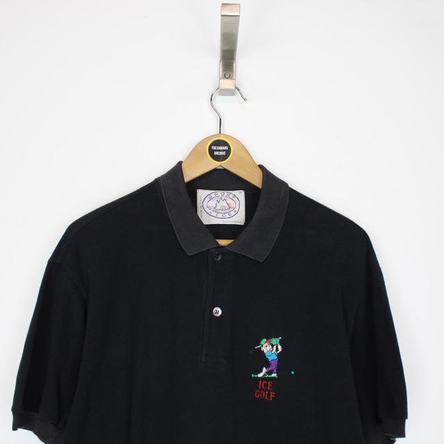 Vintage 90s Iceberg Sport Black Short Sleeve Polo Shirt