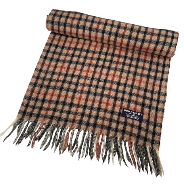 Vintage 90s Burberry Multicoloured Check Lambswool Scarf