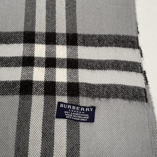 Vintage 90s Burberry Grey Nova Check Lambswool Scarf