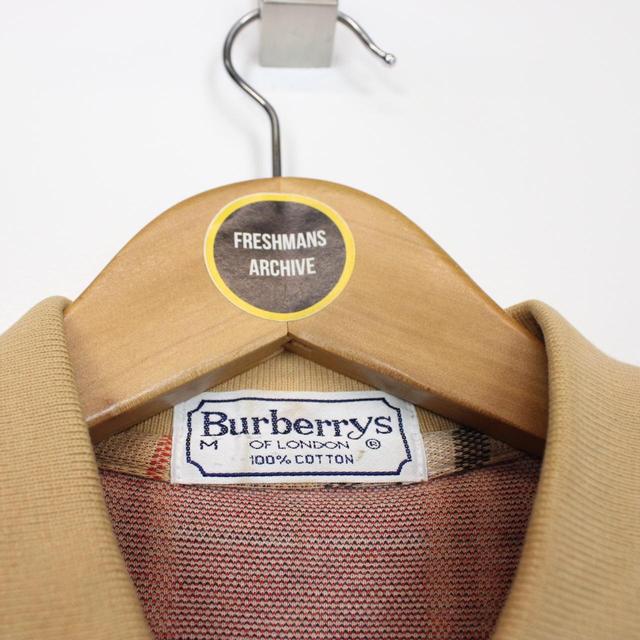 Vintage 90s Burberry Beige Nova Check Long Sleeve Polo Shirt