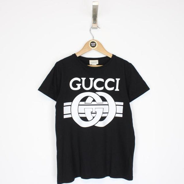 Gucci Black and White Logo Print Short Sleeve T-Shirt