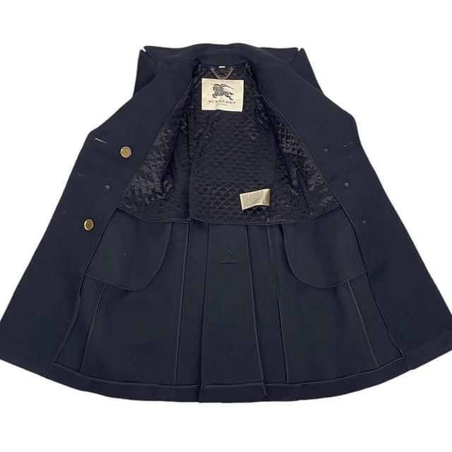 Burberry London Navy Blue and Gold Wool Double Breasted Trench Coat