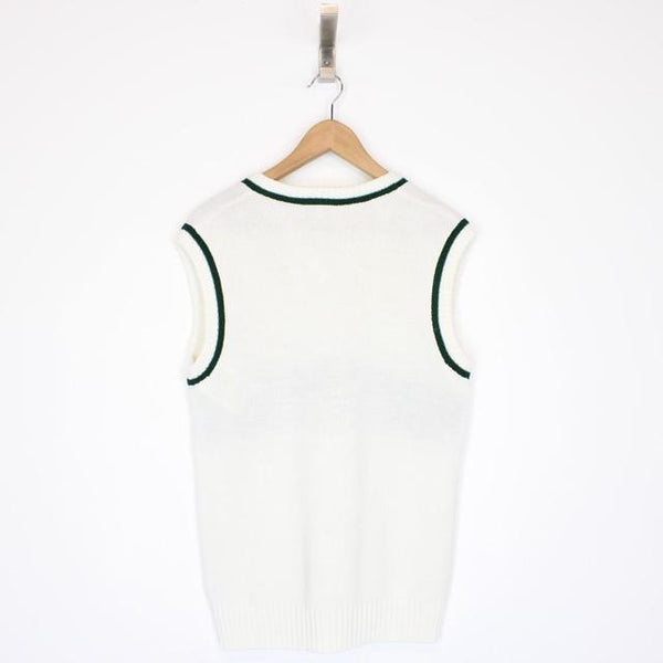 Vintage Lacoste White and Green Acrylic Knit Sweater Vest