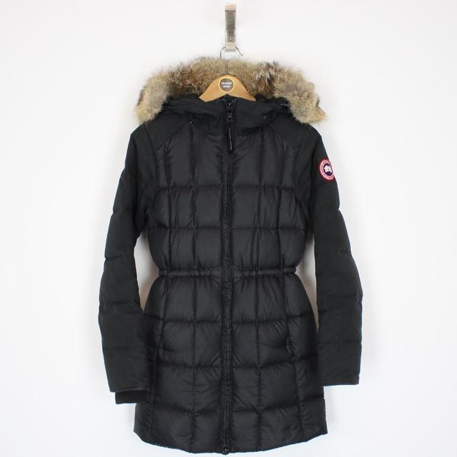 Canada Goose Black Beechwood Parka Down Coat with Fur Trim