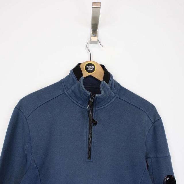 CP Company Blue Diagonal Fleece 1/4 Zip Sweatshirt Jumper