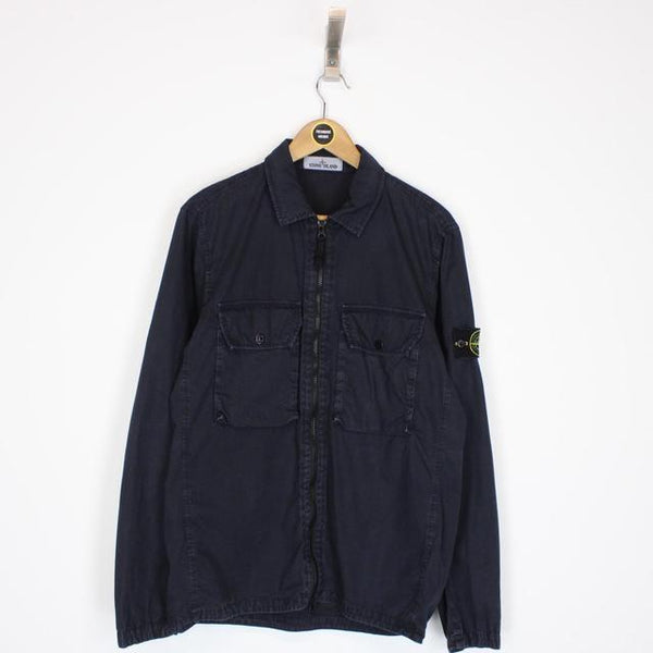 Stone Island AW 2021 Navy Blue Full Zip Overshirt Jacket