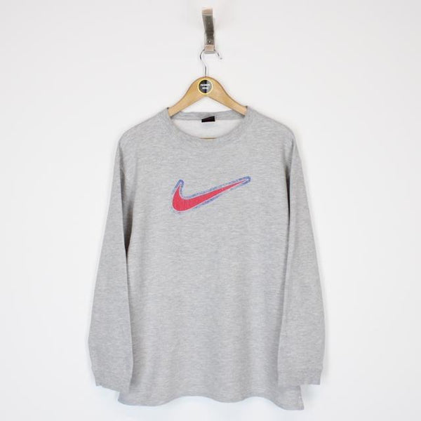 Vintage 90’s Nike Grey Crew Neck Central Swoosh Sweatshirt Jumper