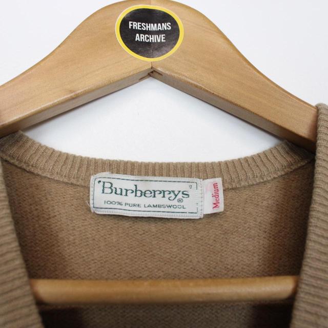 Vintage 90s Burberry Tan Brown Nova Check Lambswool Knit Sweater Vest