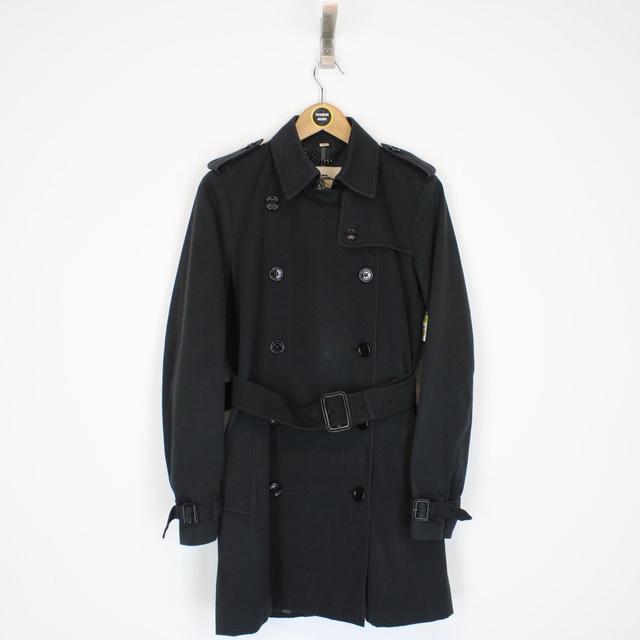 Burberry London Black Nova Check Double Breasted Belted Trench Coat