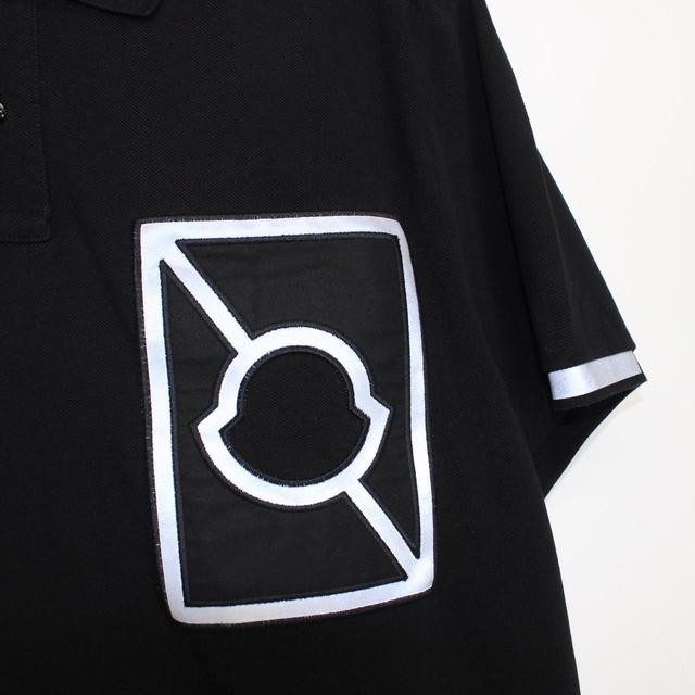 Moncler Black and Silver Reflective Short Sleeve Polo Shirt