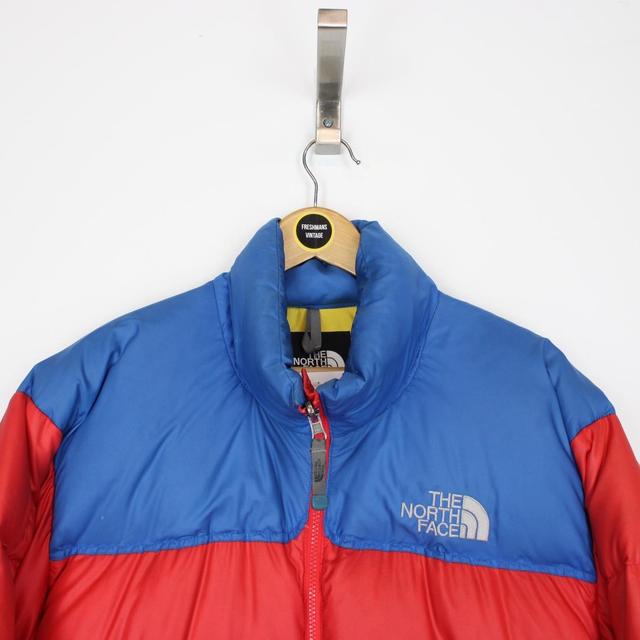 Vintage 90s The North Face Red and Blue 700 Nupste Spellout Down Puffer Jacket