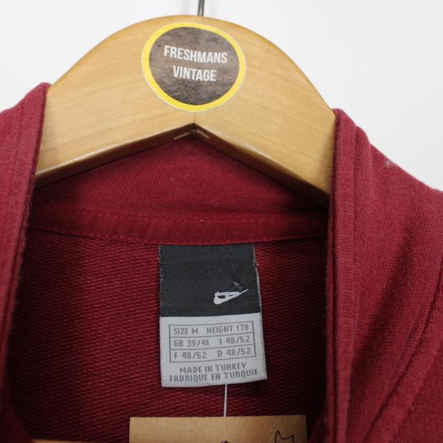 Vintage 00s Nike Burgundy and White 1/4 Zip Sweatshirt Jumper