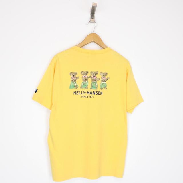 Vintage 90s Helly Hansen Sea Gear Yellow Spellout Short Sleeve T-Shirt