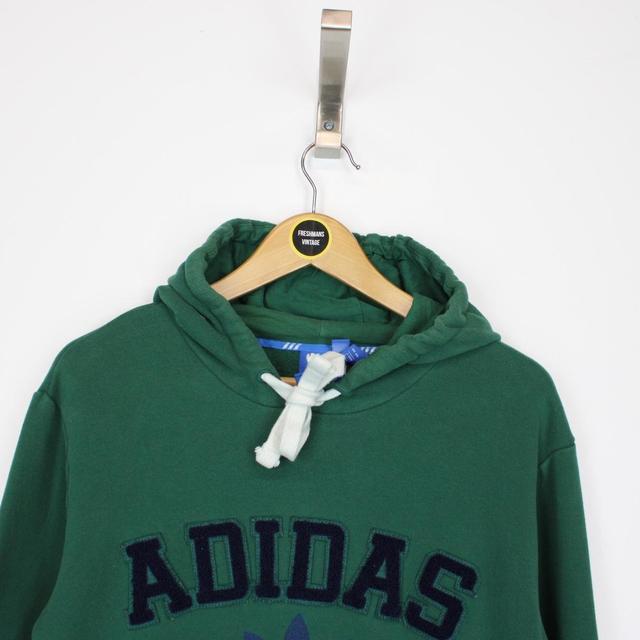 Adidas Green and Navy Blue Spellout Hoodie Jumper